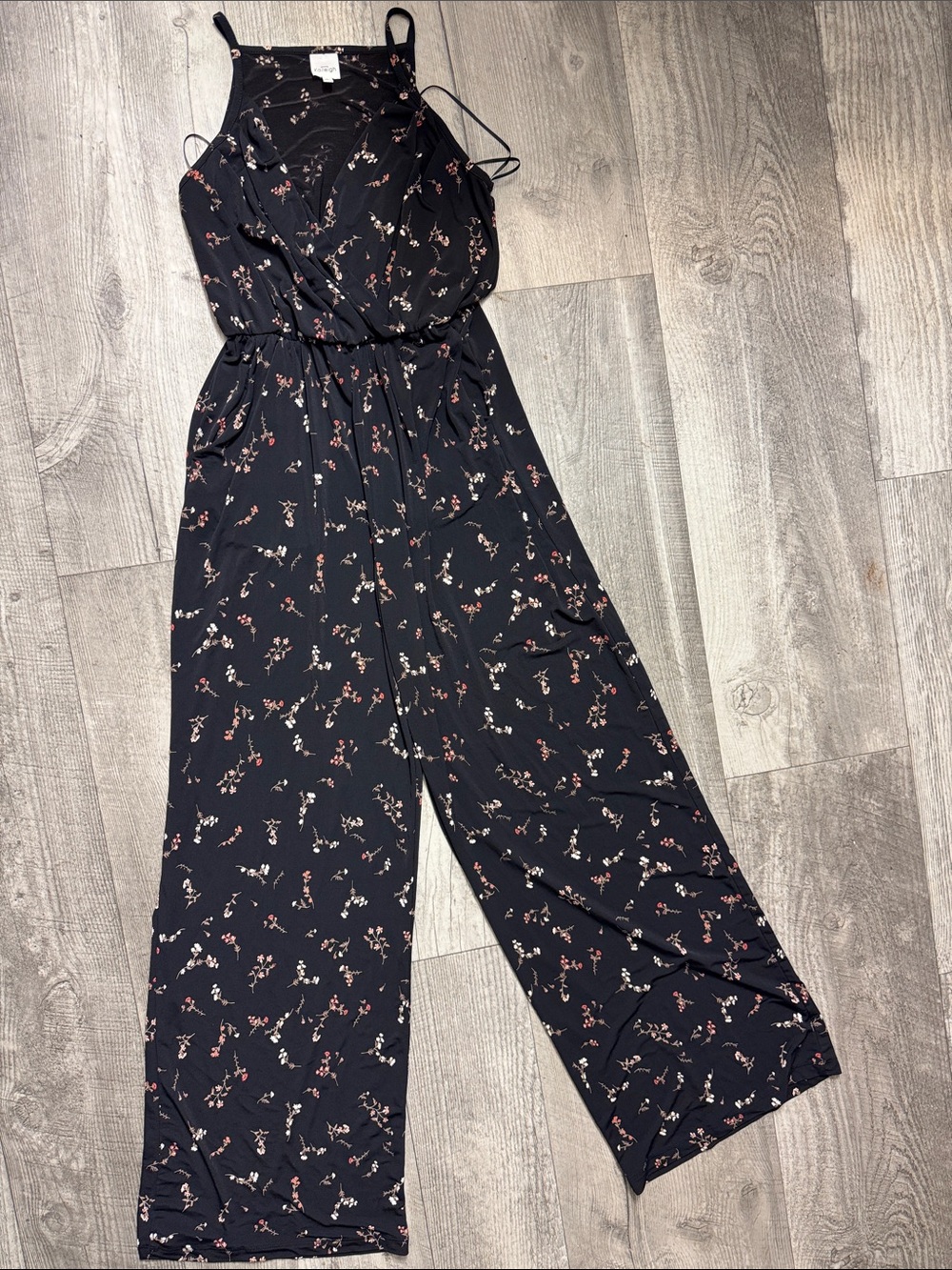 Kaileigh Black Floral Wide-Leg Sleeveless Jumpsuit